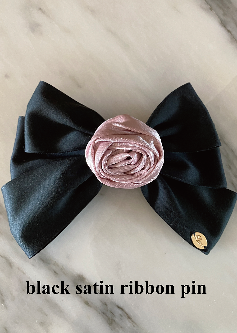 black satin ribbon pin 